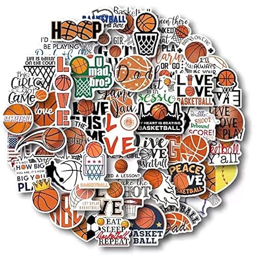 AOWDIAO Basketball Stickers for Water Bottle Cute Basketball Gifts 50