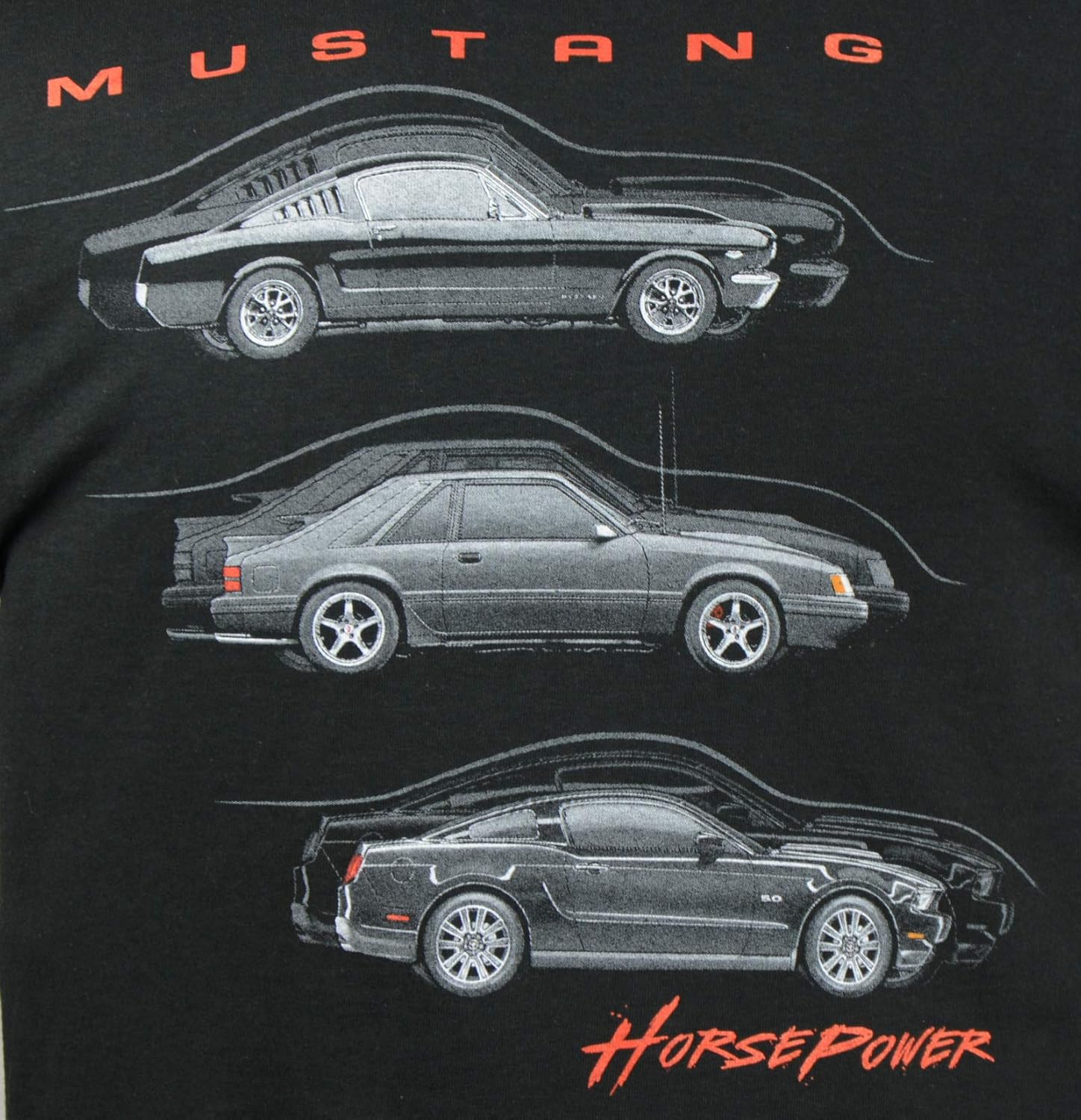 Joe Blow Unisex 3 Mustang Horsepower, Black, L