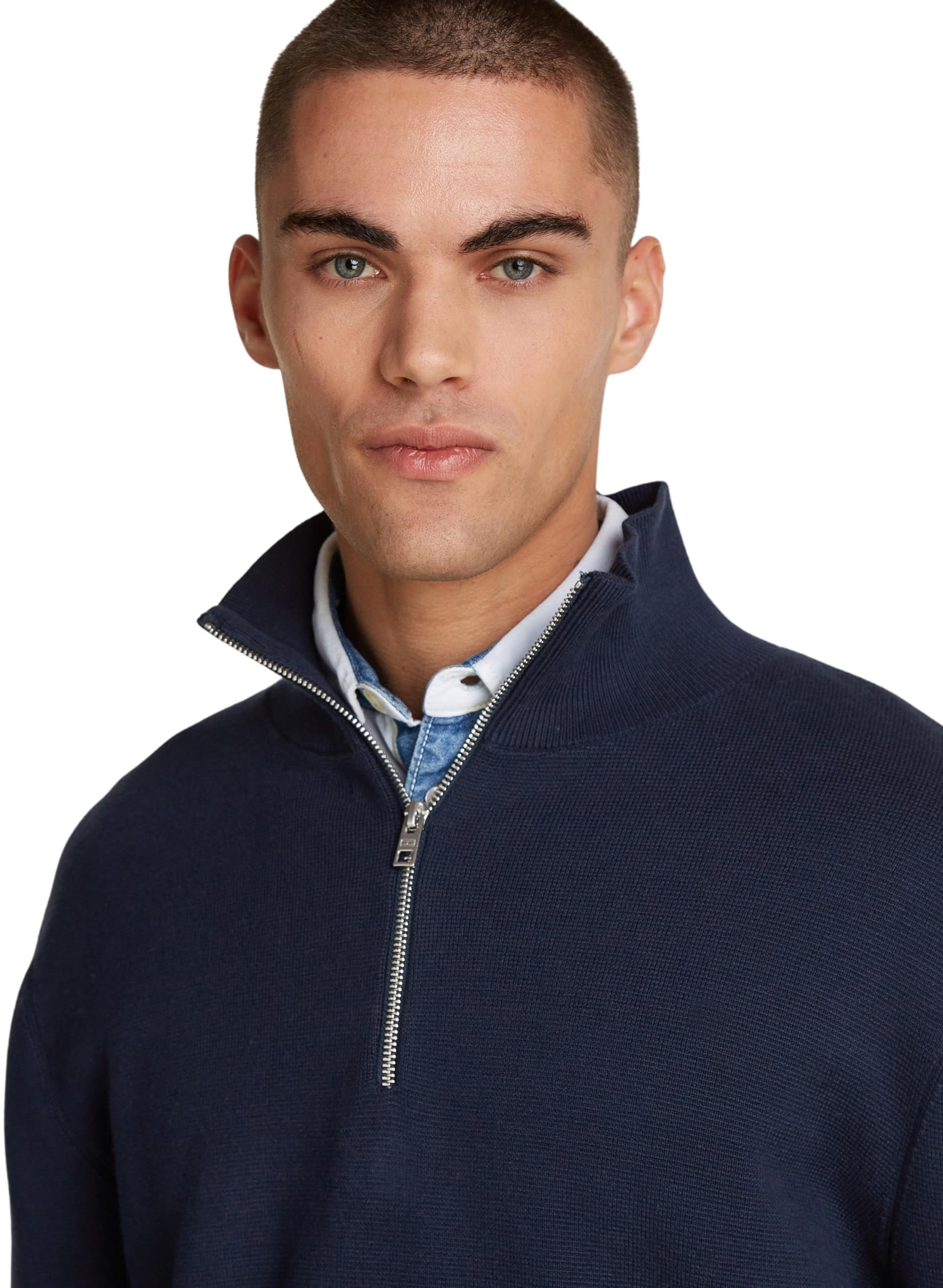 Tommy Jeans Uomo Pullover con Zip Regular Fit Half Zip Collo a Lupetto