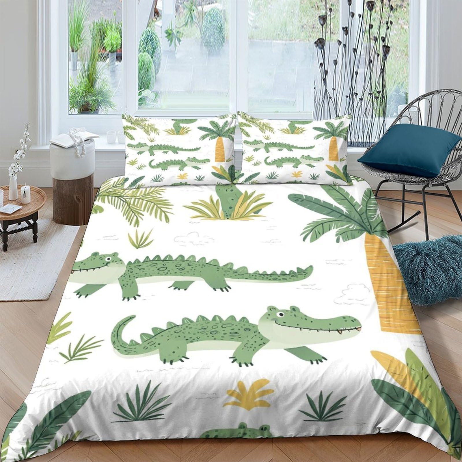 Ctjqhvkz Style-4 3D Printed Cartoon Crocodile Fitted Sheet Microfiber Soft Breathable Jungle Animal Mattress Cover For Bedroom Dorm Decor Single（135X200cm）