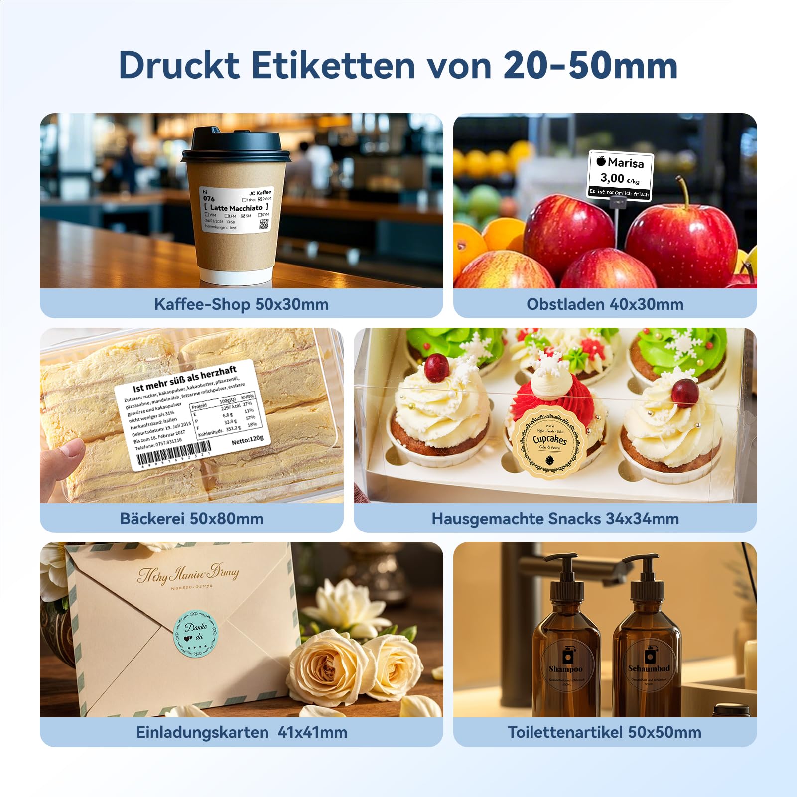 NIIMBOT B1 Etikettendrucker mit Wasserfeste Etiketten Selbstklebend, Tragbarer Beschriftungsgerät Bluetooth Label Printer Aufkleber Drucker für Barcode, Schulbedarf, Logo, Adresse, Silber