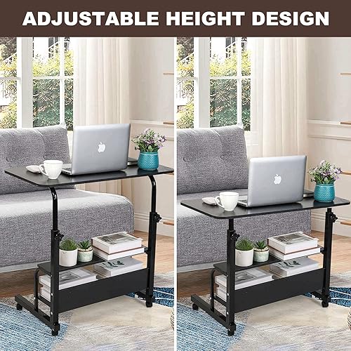 Miniatura 4 de ARTYONG Escritorio móvil escritorio de computadora de altura ajustable escritorio con espacio de almacenamiento mesita de noche mesa auxiliar de