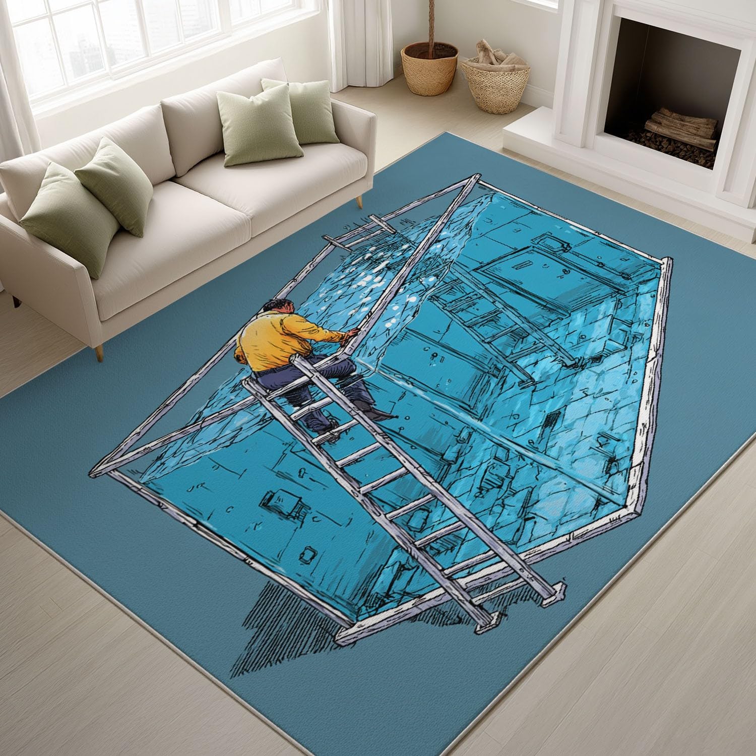 80 x 150 cm, można prać w pralce, dywan komiksowy, nowoczesny, abstrakcyjny minimalistyczny antypoślizgowy akwarium ludzie dywany z krótkim runem do biura jadalni kuchni wystrój
