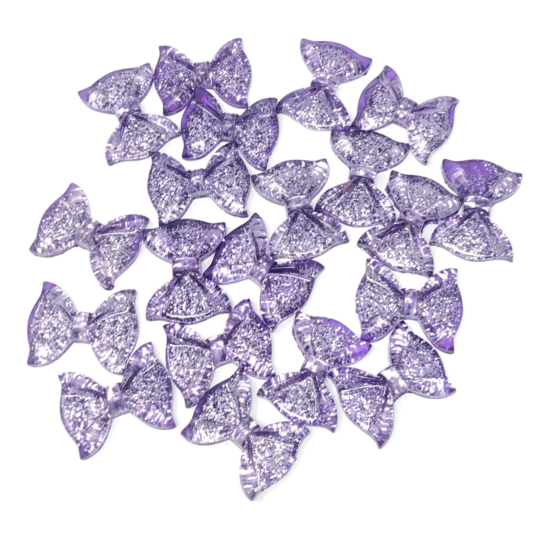 Wedding Touches Purple 20X 25Mm Glitter Resin Bow Shabby Chic Flatbacks Craft Cardmaking Embellishments