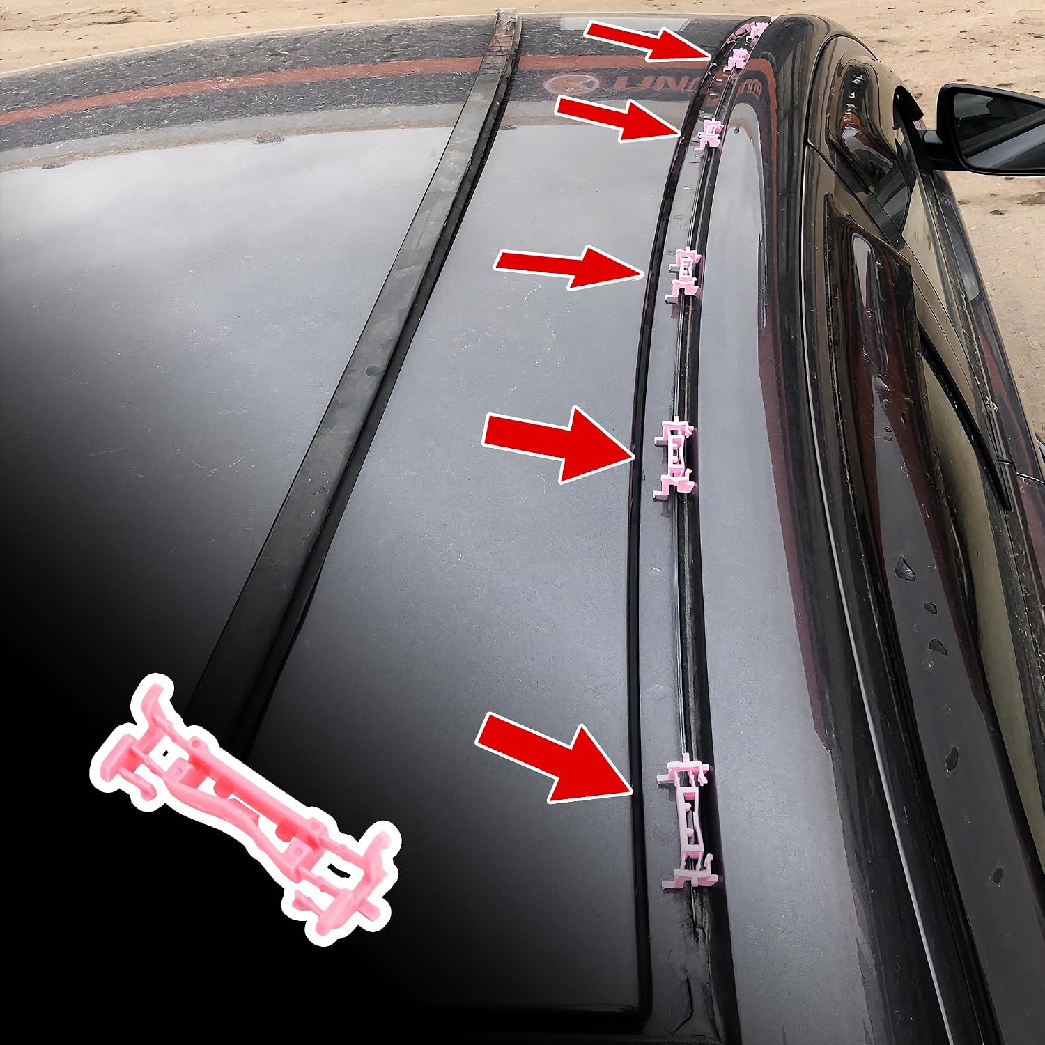 Set of 10 Drip Retainer Clips 7403A143 - Car Roof Fastener Molding Clips - for Mitsubishi Outlander 2013-2023 for Mitsubishi Lancer 2008-2017 Plastic Pink