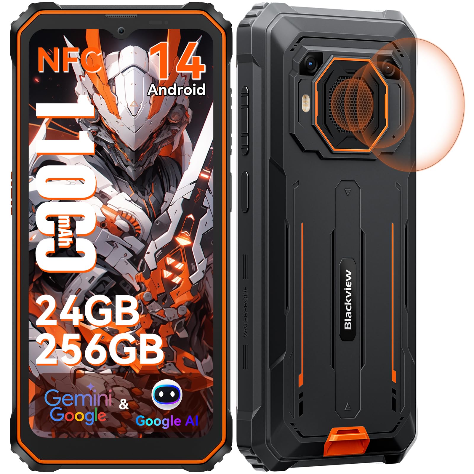 Blackview BV6200Plus Smartphone Rugged 11000mAh/18W, Android 14 Telefoni, 24(8+16) GB+256GB/2TB, 98dB Altoparlante, 6.56" HD+ 90Hz Cellulare Antiurto, 16MP+13MP, Fingerprint/NFC/GPS/2 Anni Garanzia