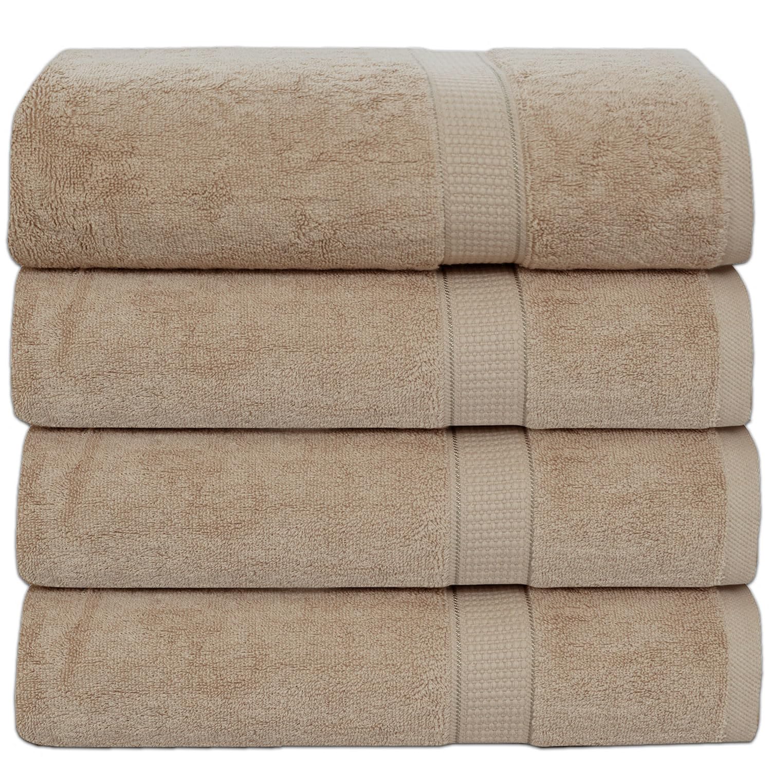 GOLD TEXTILES Premium Hand Towels for Bathroom -100% Ring Spun Cotton (Sand,4 Pack, 16x30 Inches) Luxury Soft Absorbent & Quick Dry, Bathroom Hand