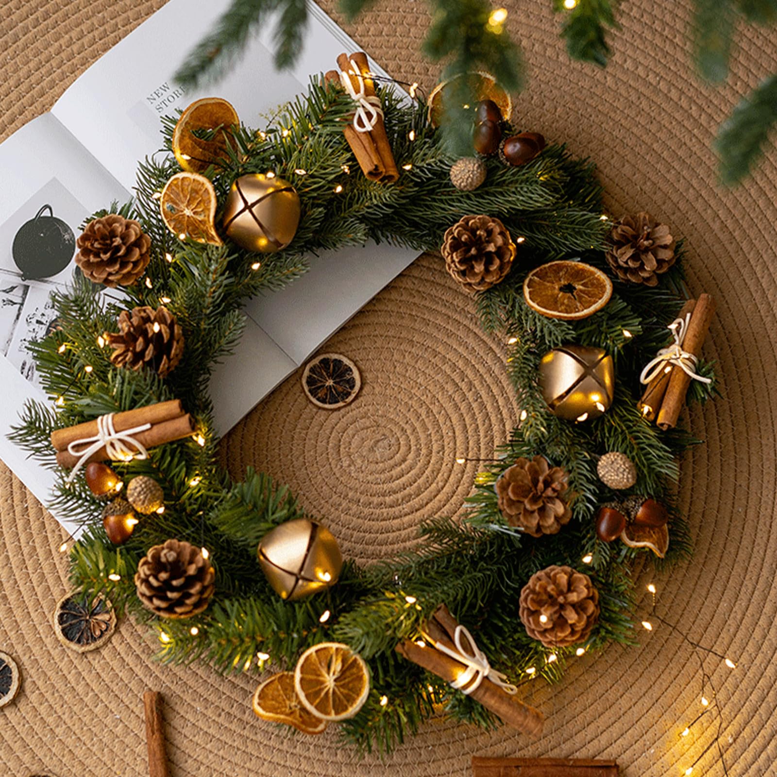 Couronne De Noël Artificielle élégante - Décoration De Porte, Fenêtre Ou Mur Pour Hiver, Fêtes, Mariages | Couronne De Baies Et Sapin