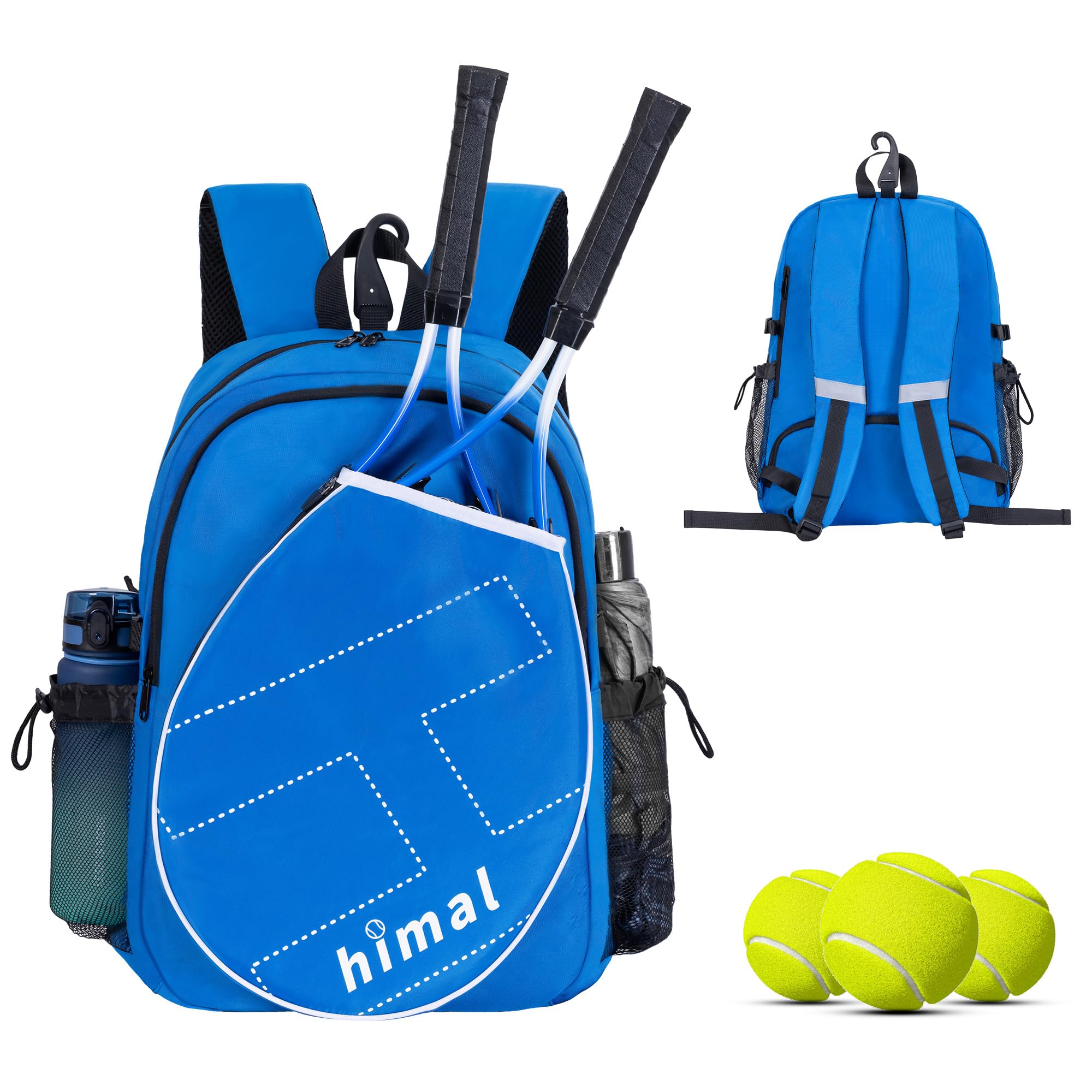 Tennis Bag Tennis Backpack for Men Women, Large Capacity Holds 2 Rackets with Ventilated Shoe Compartment and Insulated Pocket