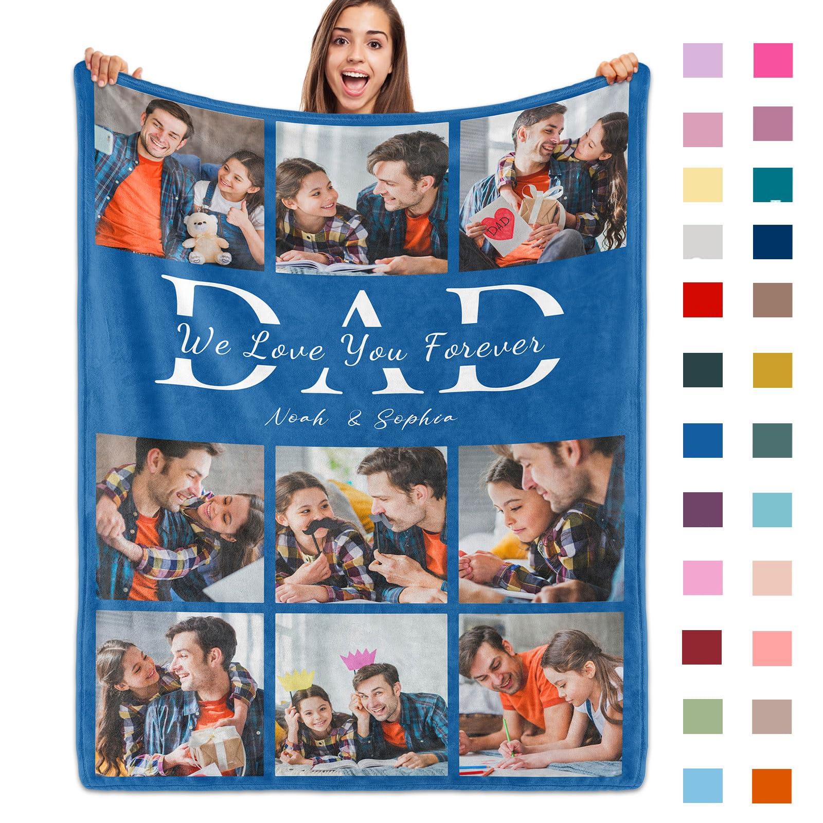 ROHBVMN Personalised Blanket With Photos and Text - Custom Picture Blanket for Adults - Customizable Gift for Girlfriend, Boyfriend, Wife, Husband — image 1