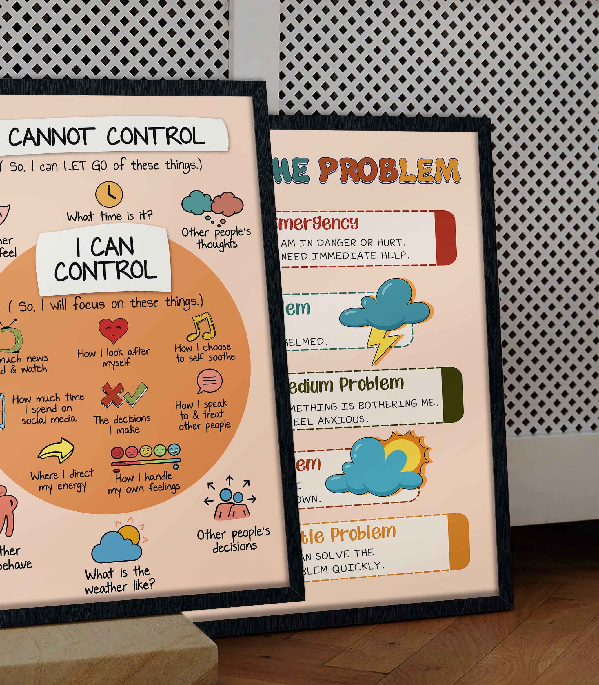 SWITHOM Poster Things I Can And Cannot Control Pour Décoration Murale, Décoration De Bureau De Thérapie, Art Mural De Santé Mentale, Cadeau De