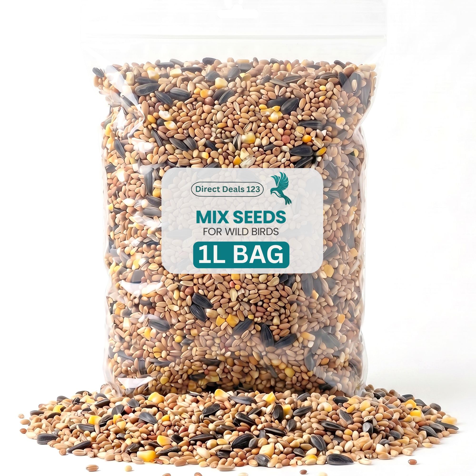 (1L BAG) Mix Seed for Wild Bird food Premium Garden Feed Natural Birdseed for Sparrows Finches Small Wildlife Clean Feeding Year Round Nutrition Quality Seed Blend Pack