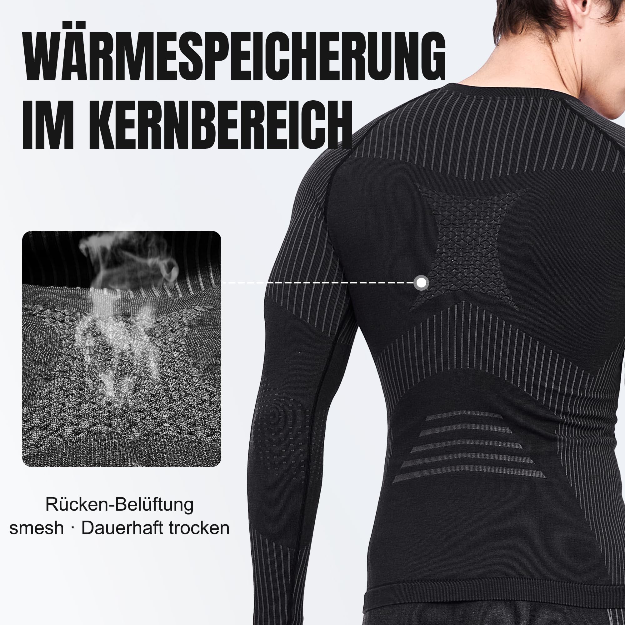 YESWEL Thermounterwäsche Herren Set, Warme Funktionsunterwäsche Wolle