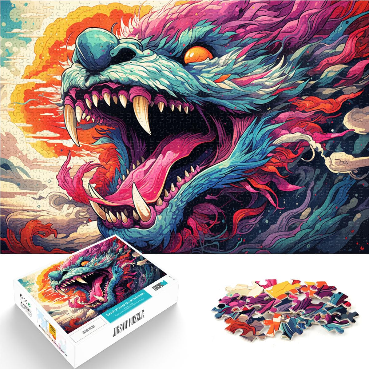 Puzzle da 2000 pezzi per adulti, puzzle di cartone animato bestia con pezzi di forme casuali completamente ad incastro, 27,56 "x 39,37"