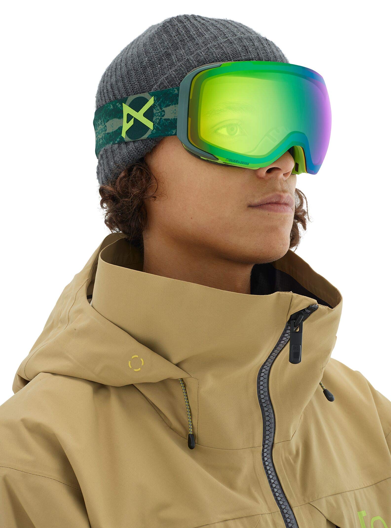 Anon Men's M2 Goggle with Spare Lens, Deer MTN Sonar Green Lens