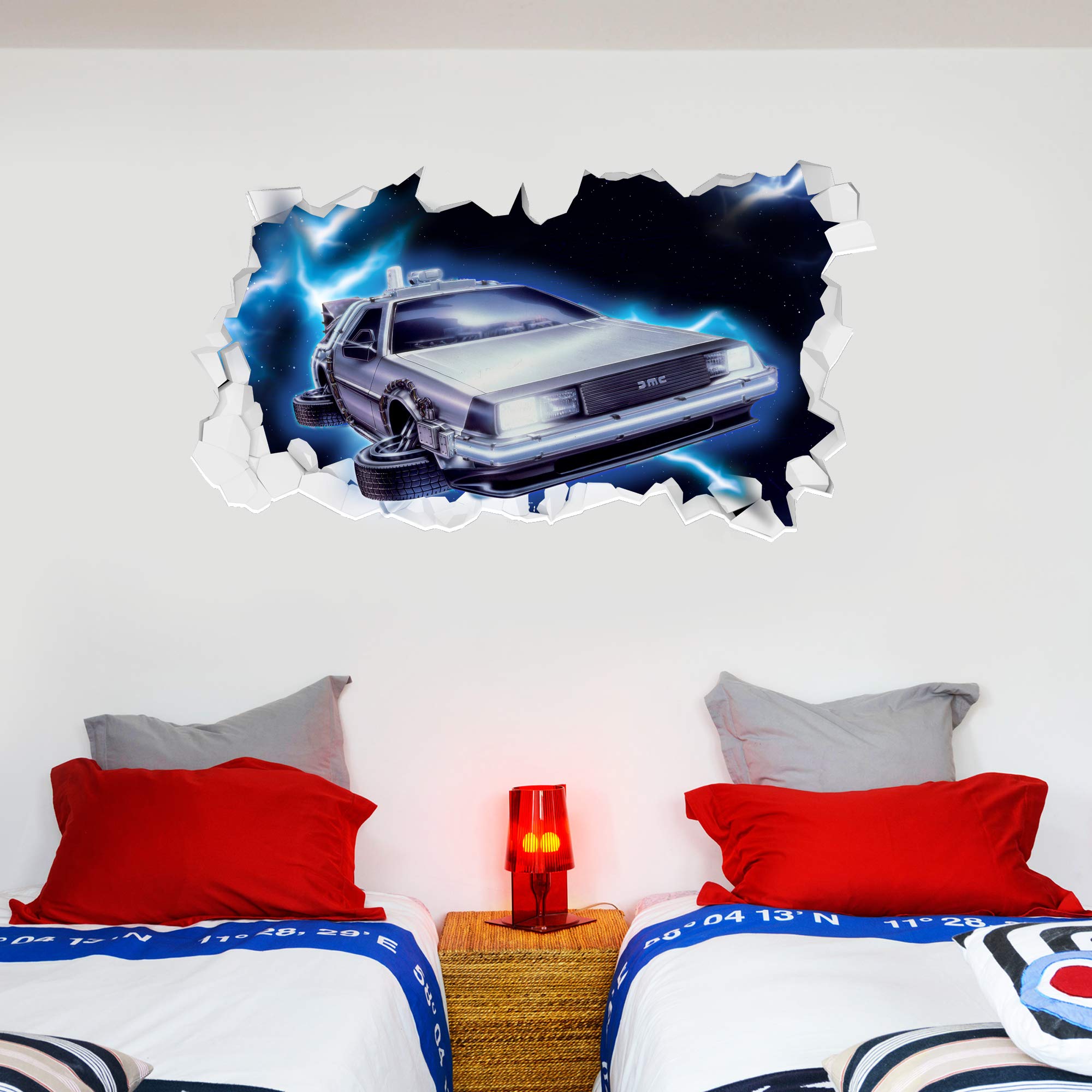 Back to The Future Delorean Broken Wall Sticker Graphic Art Decal Vinyl Mural (90cm Width X 45cm Height)