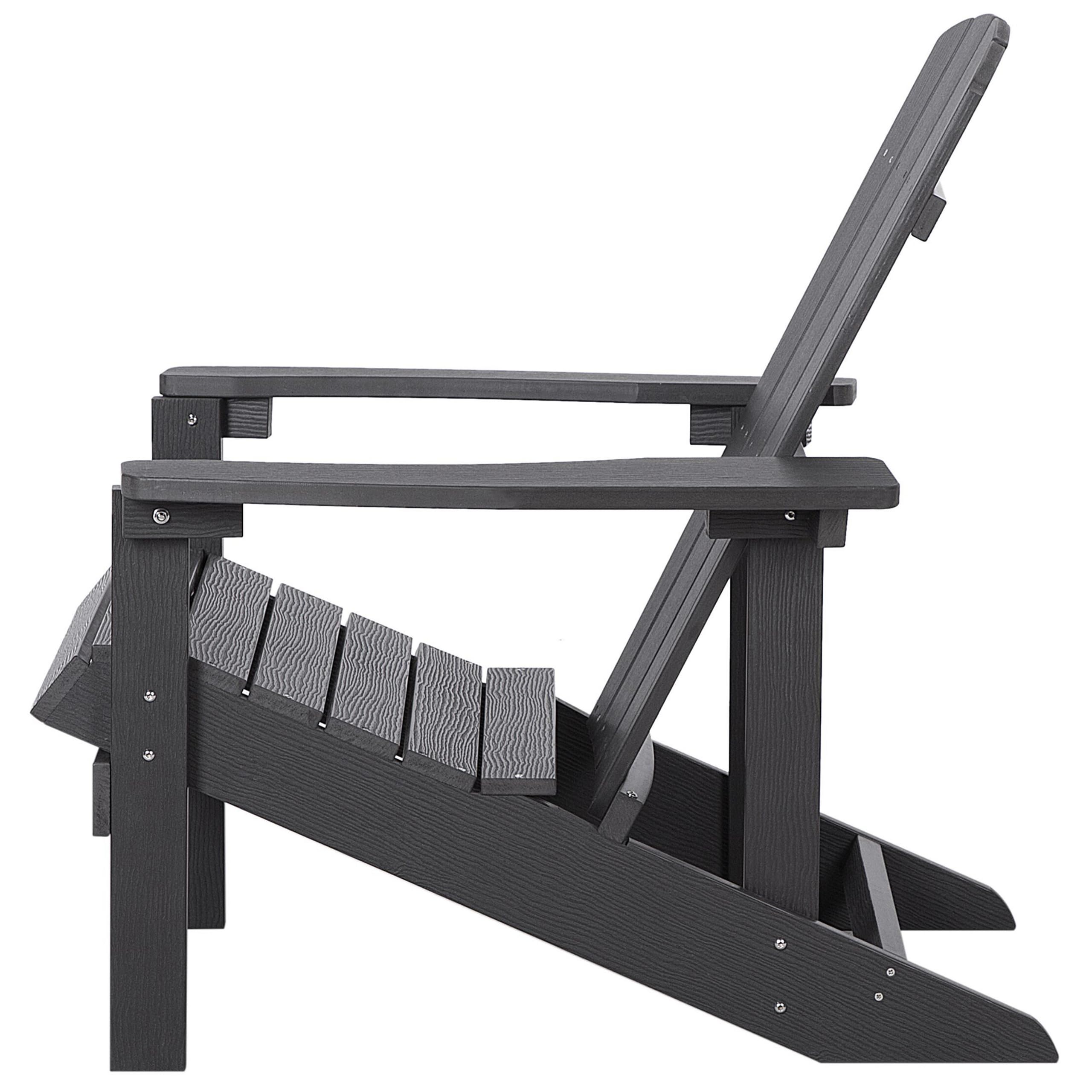 Beliani Silla de jardín Gris Oscuro de Madera sintética Resistente a la Intemperie Estilo Moderno Adirondack