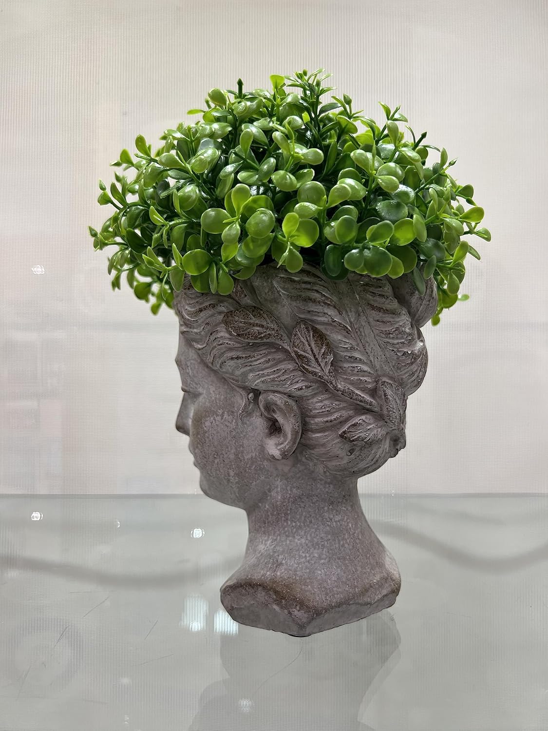 Abbott Collection Goddess Head Wall Planter – Extra Small Cement Indoor and Outdoor Planter Pot – Grecian Woman Statue Head Planter for Flowers and Succulents (Grey, 6.5" Tall, 2.75" Opening)