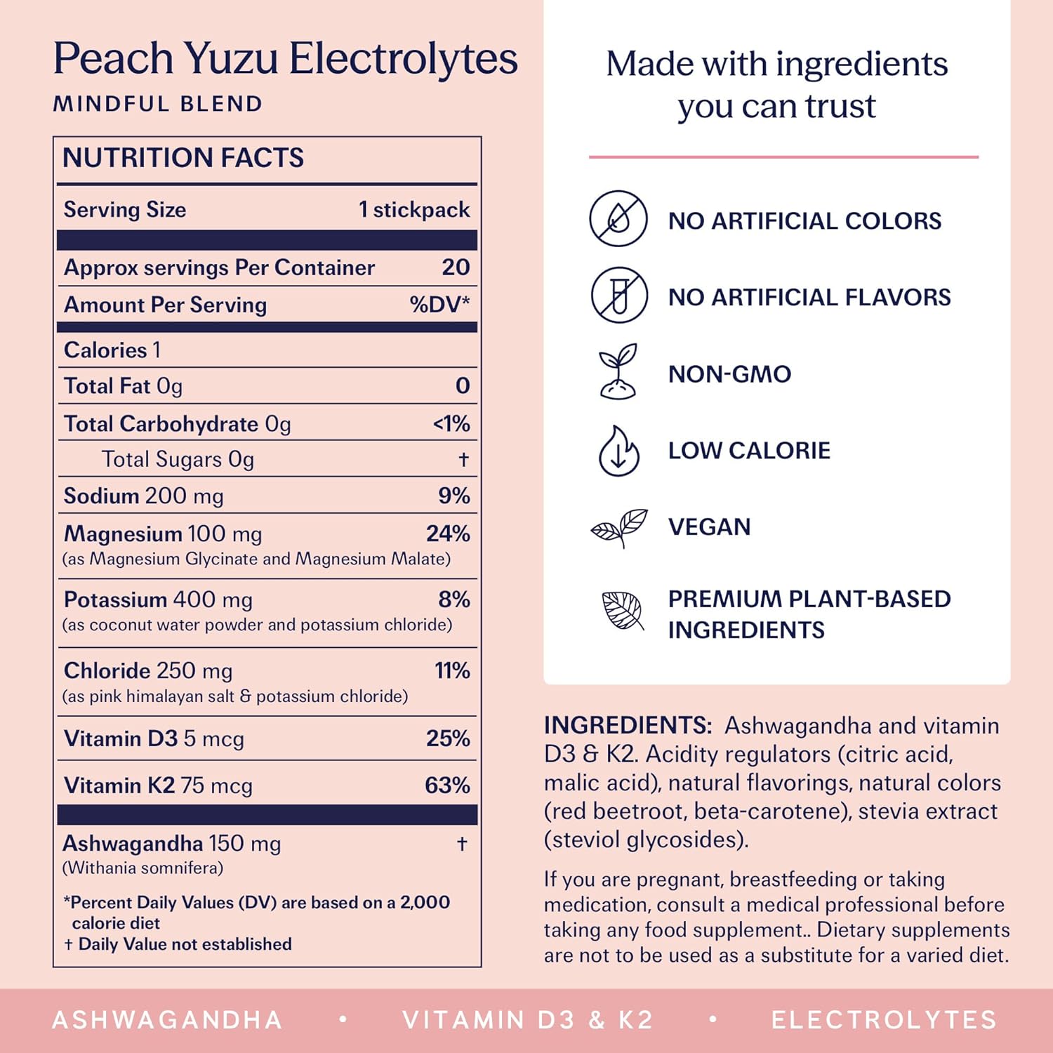 TRIP Electrolytes Powder Packets with Magnesium, Ashwagandha & Vitamin D. Peach Yuzu Daily Hydration Packets, Vegan, Electrolyte Drink Mix, Calming Hydration Powder, 20 Sachets - Image 8
