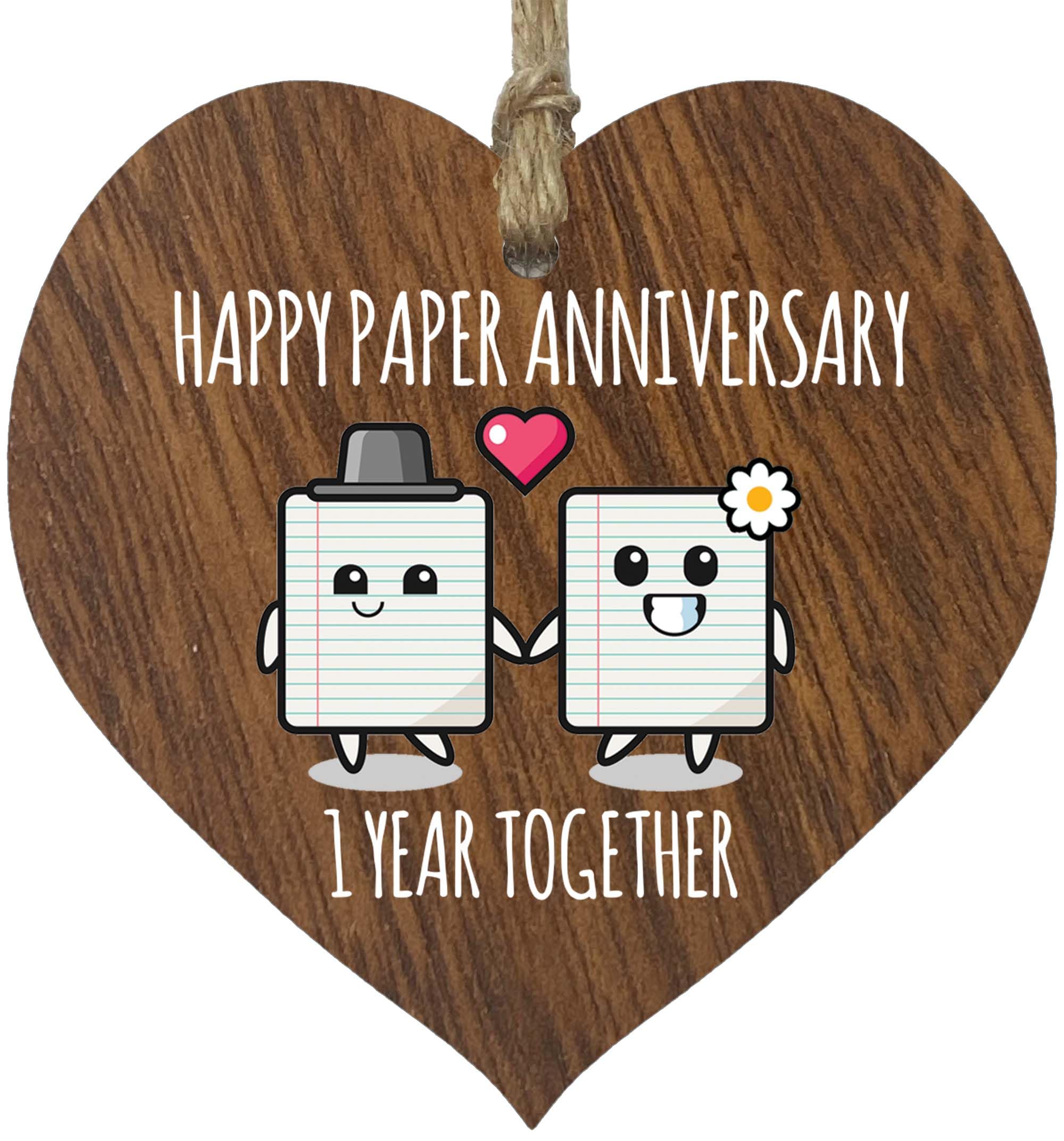 1st Wedding Anniversary Wooden Heart Plaque for Wife or Husband