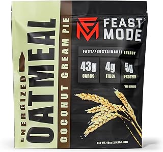 NEW! Energized Oatmeal Coconut Cream Pie - Feast Mode Flavors - 40 ounce, 2.5 pounds, 30 servings, breakfast healthy health antioxidants gluten free gluten-free quick oats grains fiber energy carbs protein low-sodium