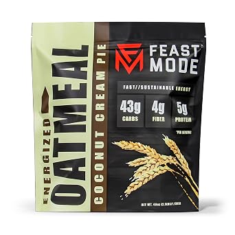 NEW! Energized Oatmeal Coconut Cream Pie - Feast Mode Flavors - 40 ounce, 2.5 pounds, 30 servings, breakfast healthy health antioxidants gluten free gluten-free quick oats grains fiber energy carbs protein low-sodium