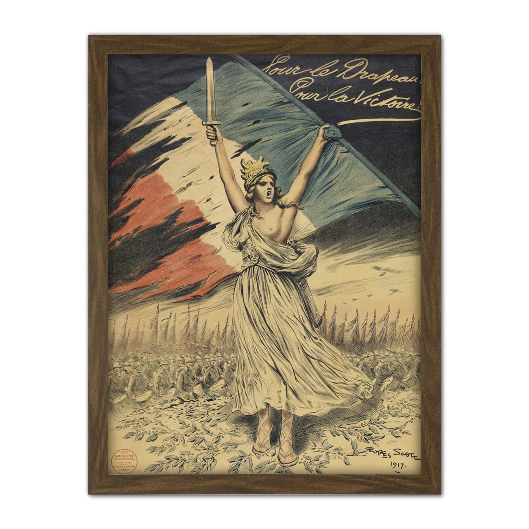 Scott Marianne France Flag WWI Loan Advert Large Framed Art Print Poster Wall Decor 18x24 in