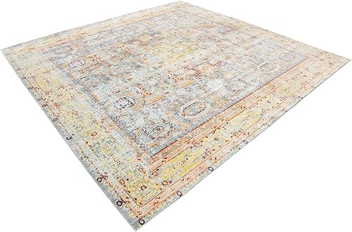 Miniatura 4 de Unique Loom Austin Collection - Alfombra de área (8 pies, cuadrada, azul clarocrema)