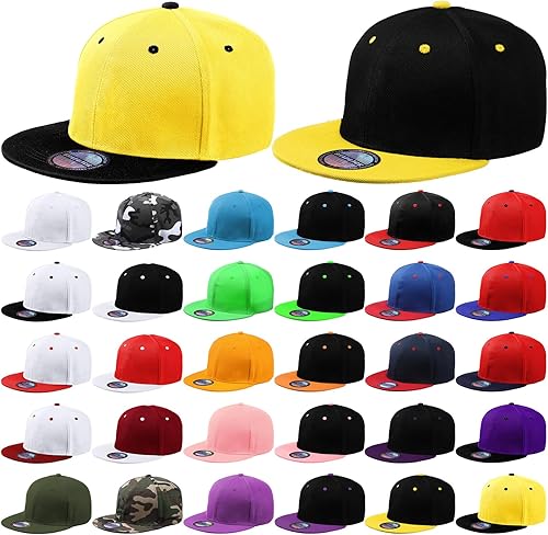 Hicarer 30 gorras de béisbol para hombre, gorra plana a granel de ala plana