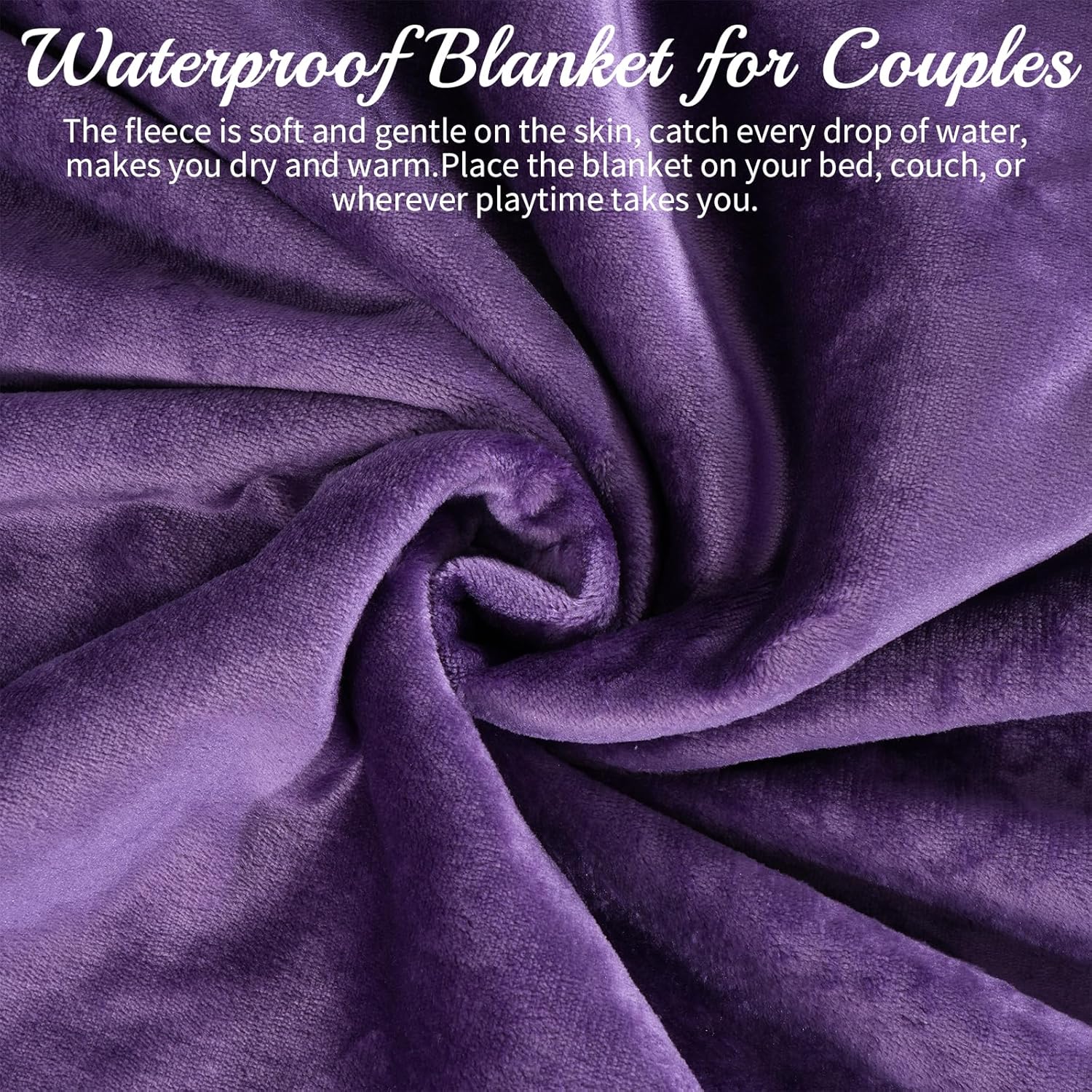 Waterproof Blanket for Bed 78"x90" Large Size Waterproof Love Blankets for Couple Splash Mattress Protector for Adult, Pet & Families - Soft, Absorbent, Leakproof & Washable (Purple)