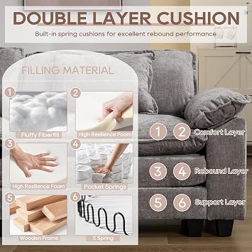 IPKIG Corner Seat Module for Modular Sectional Sofa, Corner Module for Customizable Sectional Sofa Couch (Light Grey, Corner Seat Module)