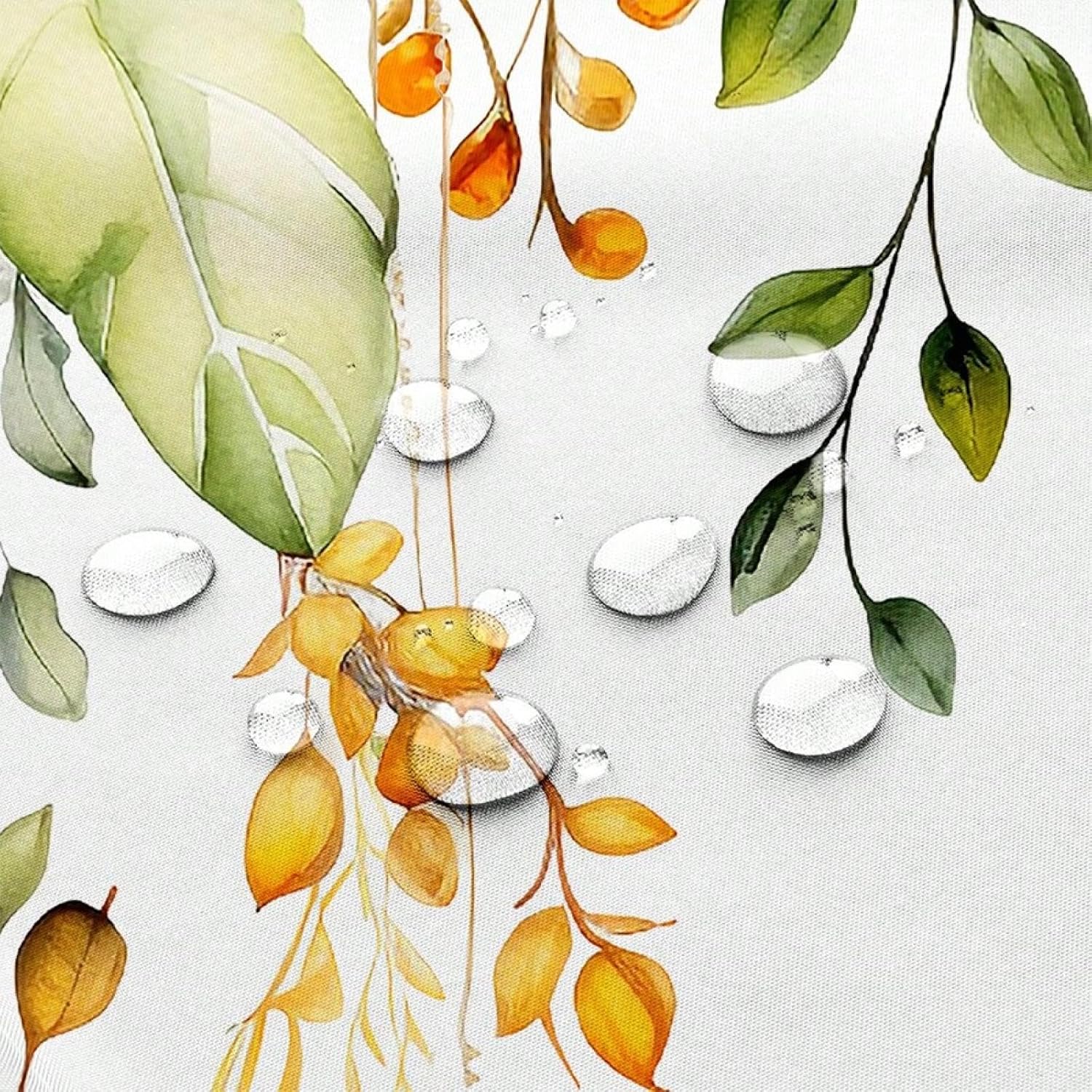 Yellow and Green Plant Shower Curtain for Bathroom Waterproof Floral Watercolor Shower Curtain Decoratin with Hooks 30x79in(WxH)
