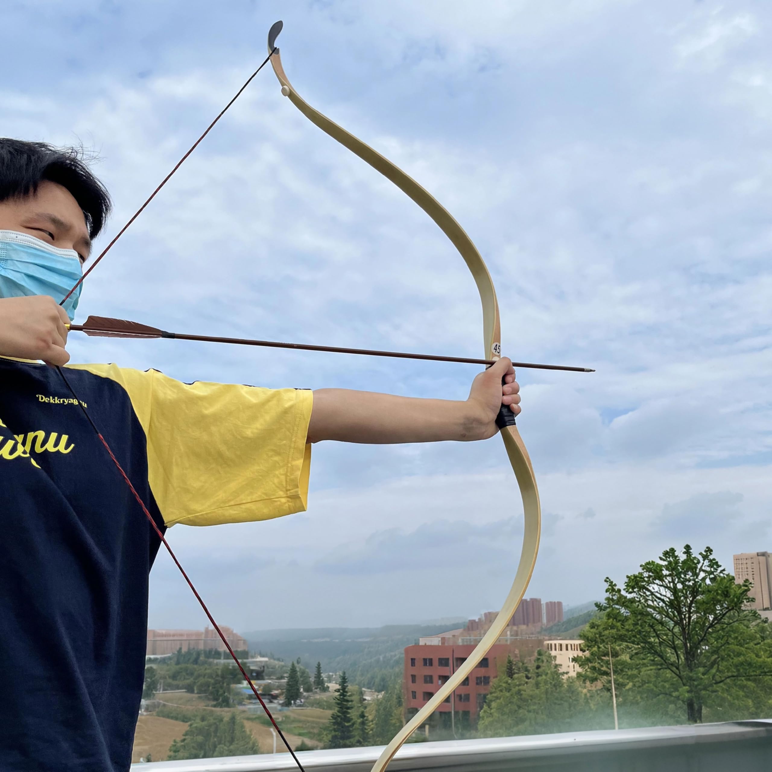 Arco tradizionale e set di frecce Kit arco da caccia longbow da 55 pollici per tiro da gara di pratica 20-45 libbre per mancini e destrorsi