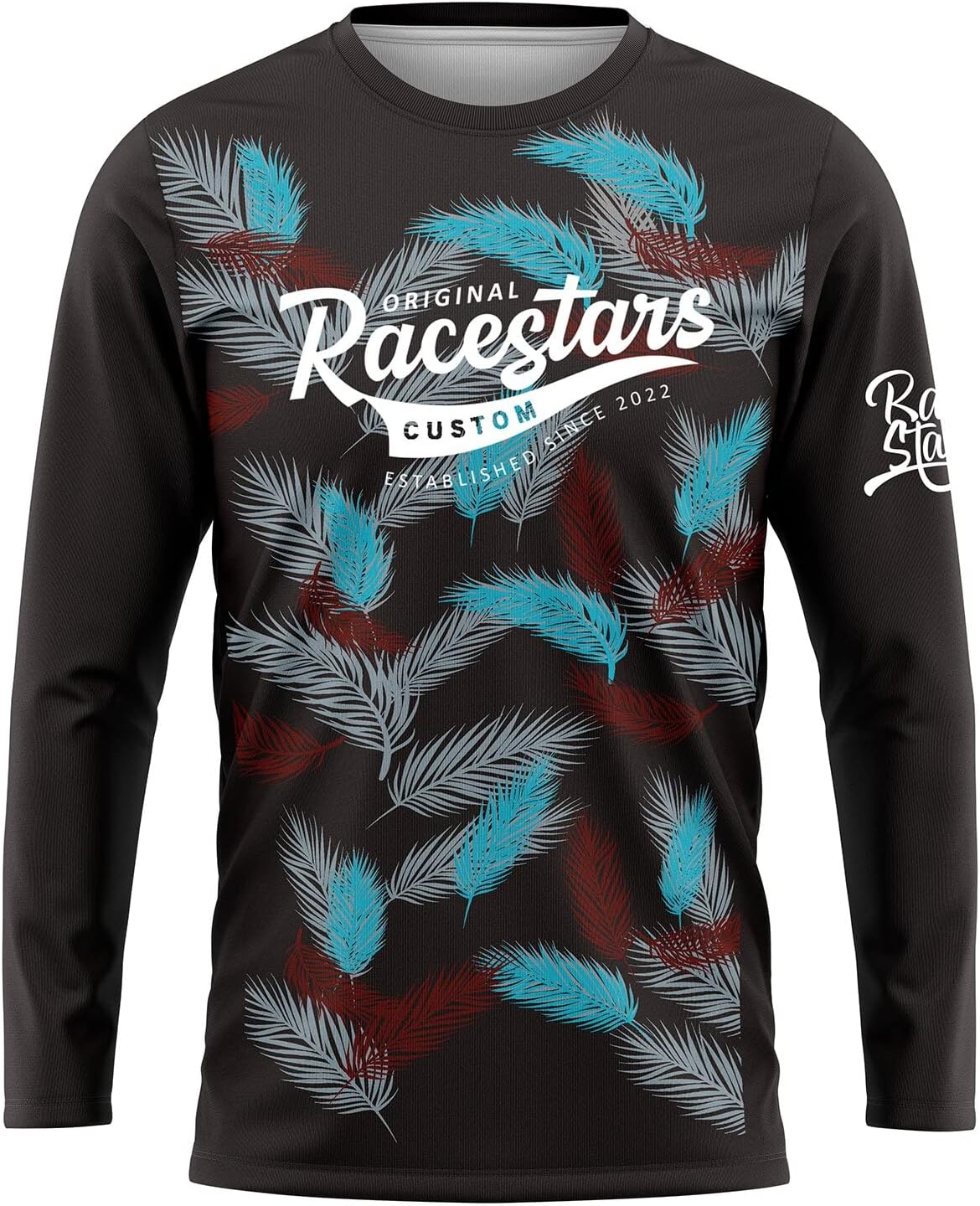 RACESTARS Men's MTB Cycling Jersey - Long Sleeve Mountain Bike Shirt With UV Protection
