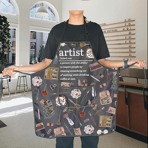 Miniatura 5 de JNIAP Delantal de pintura con bolsillos, para amantes de la pintura, regalos para amantes de la pintura