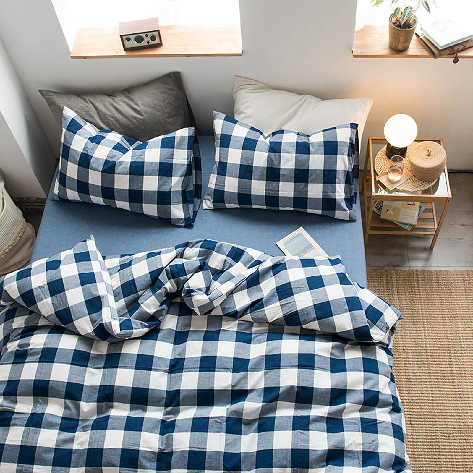 Couverture de couette 220x240cm en ultra microfibre motif plaid buffalo