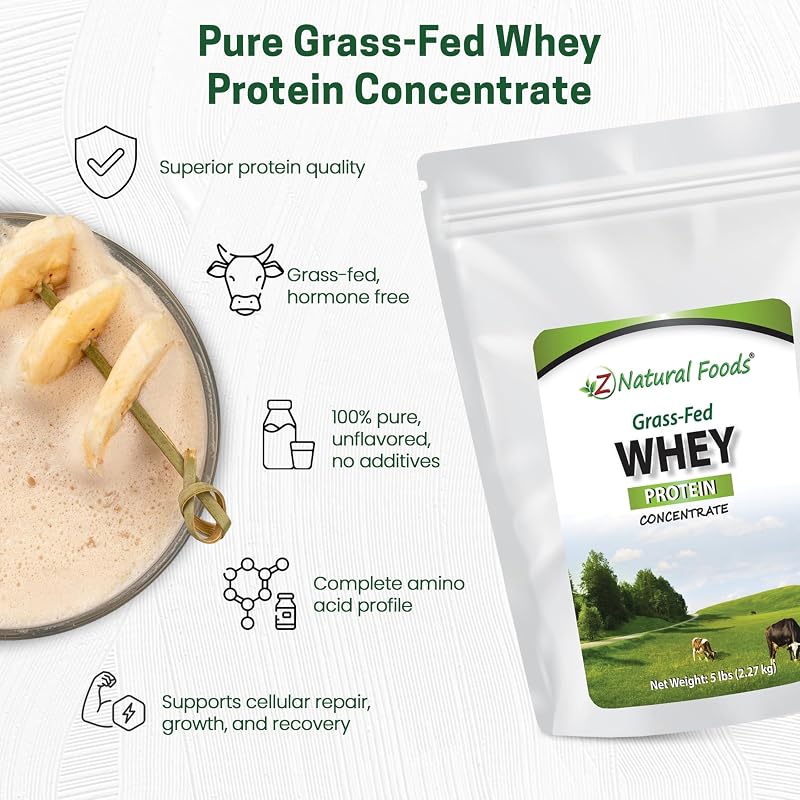 Z Natural Foods Grass-Fed Whey Protein Concentrate - Cold Processed, 5 lb image 4