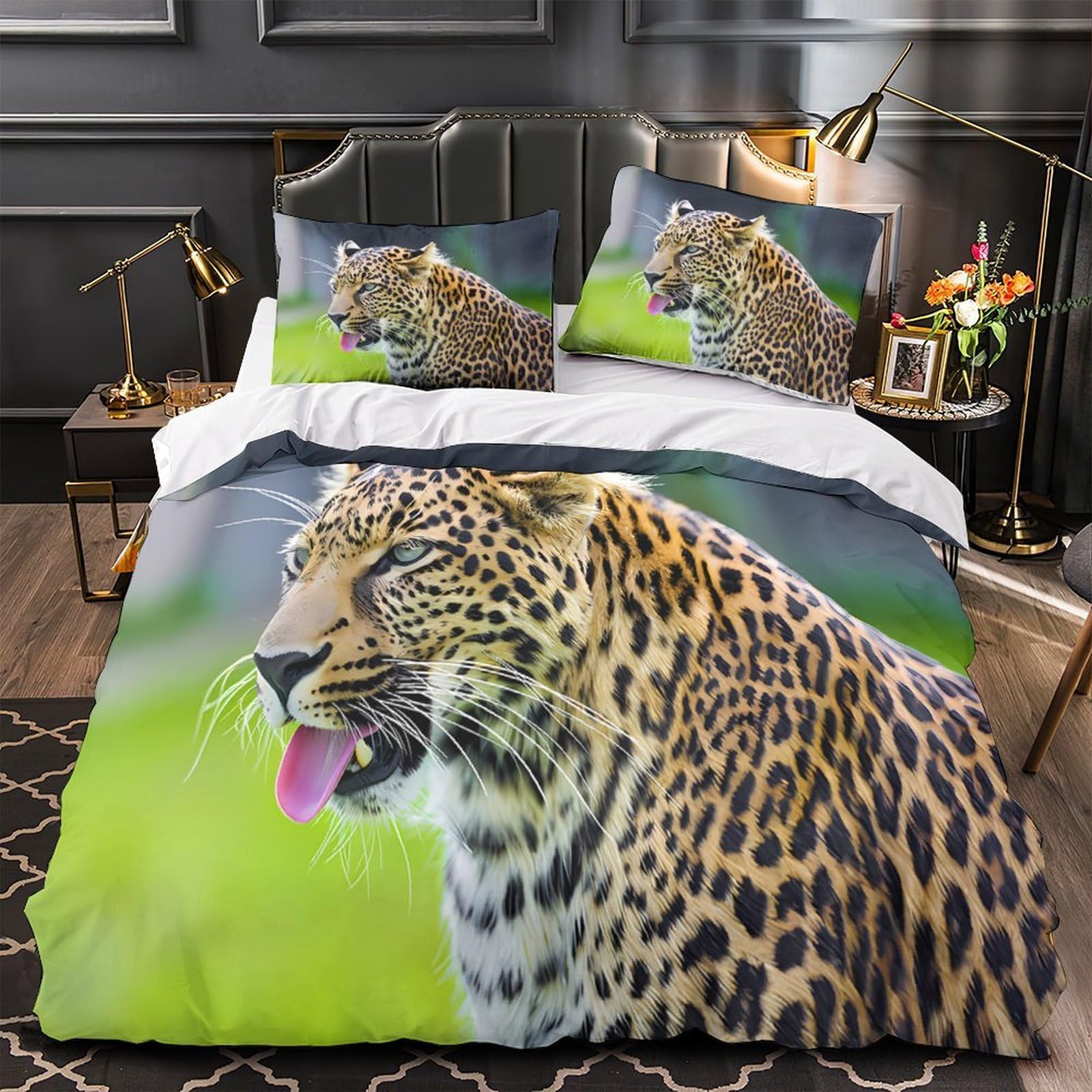 Housse de couette léopard 3D anti-décoloration pour garder un lit éclatant sans repassage
