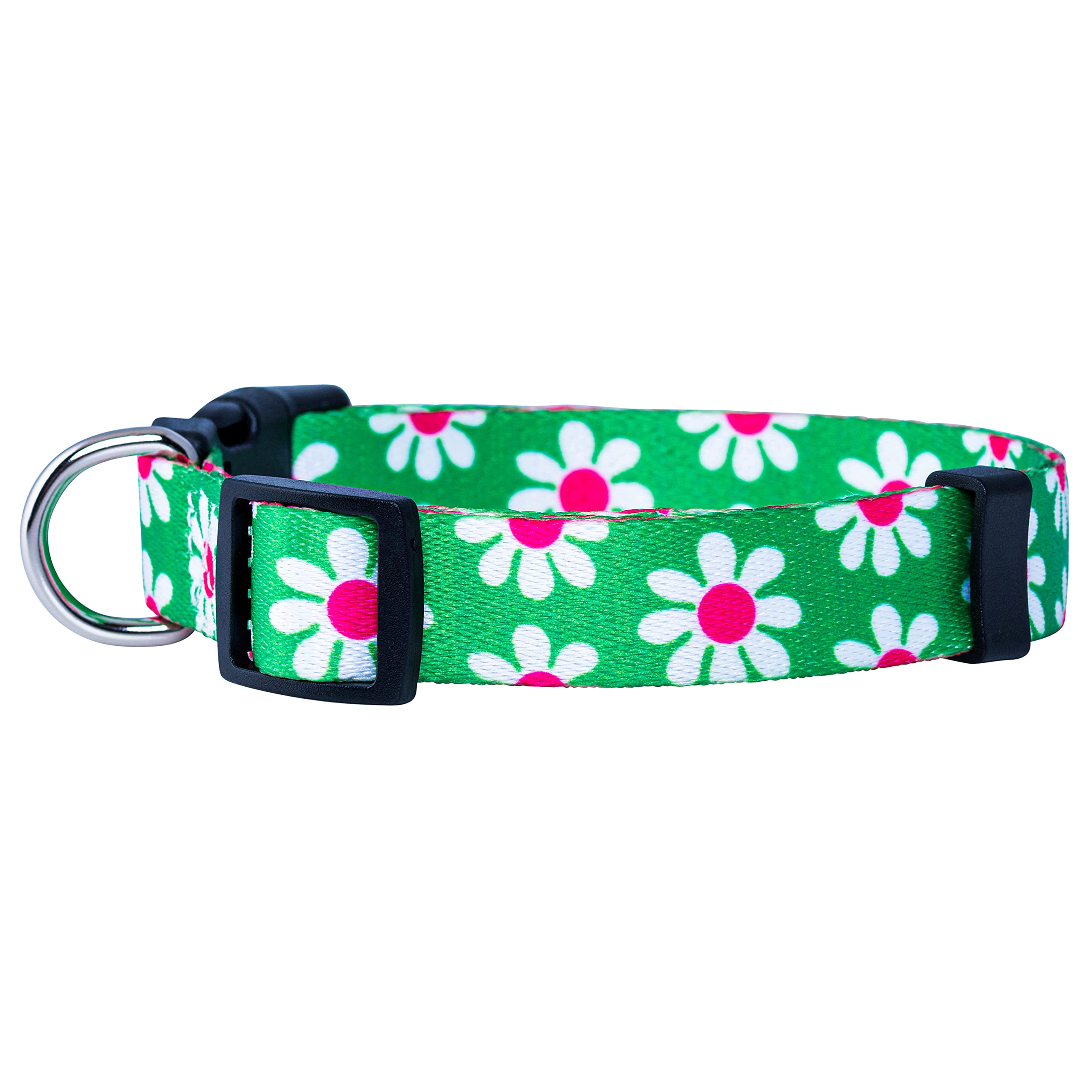 Native Pup Obroża dla psa w kwiaty / obroża dla psa Paisley (średnia, zielona stokrotka)