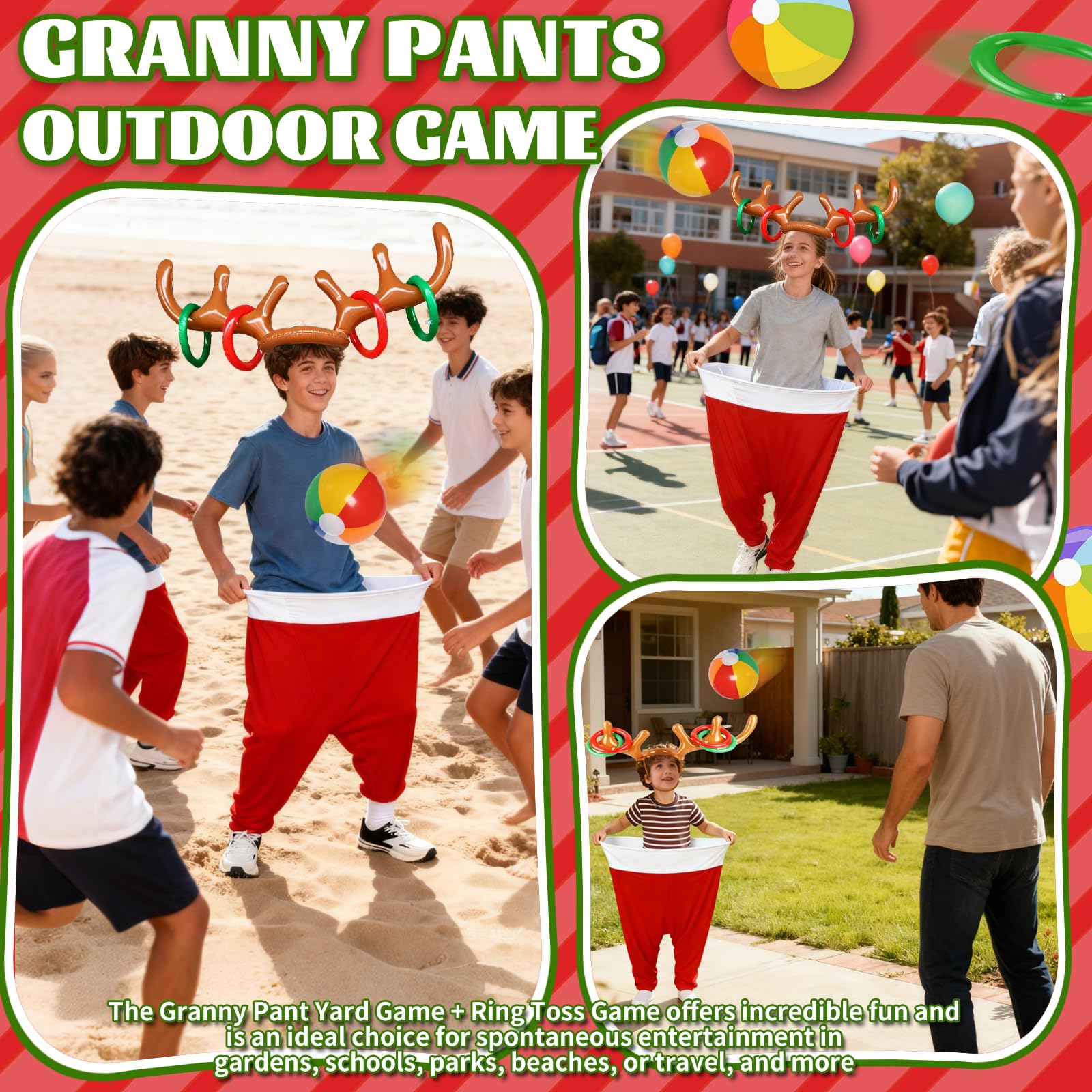 2 szt. Granny Pants Gra na podwórko + gra w rzucanie pierścieniem - zabawna gra imprezowa na świeżym powietrzu dla dorosłych na imprezę drużynową - gry drużynowe na grilla, plażę, kemping lub