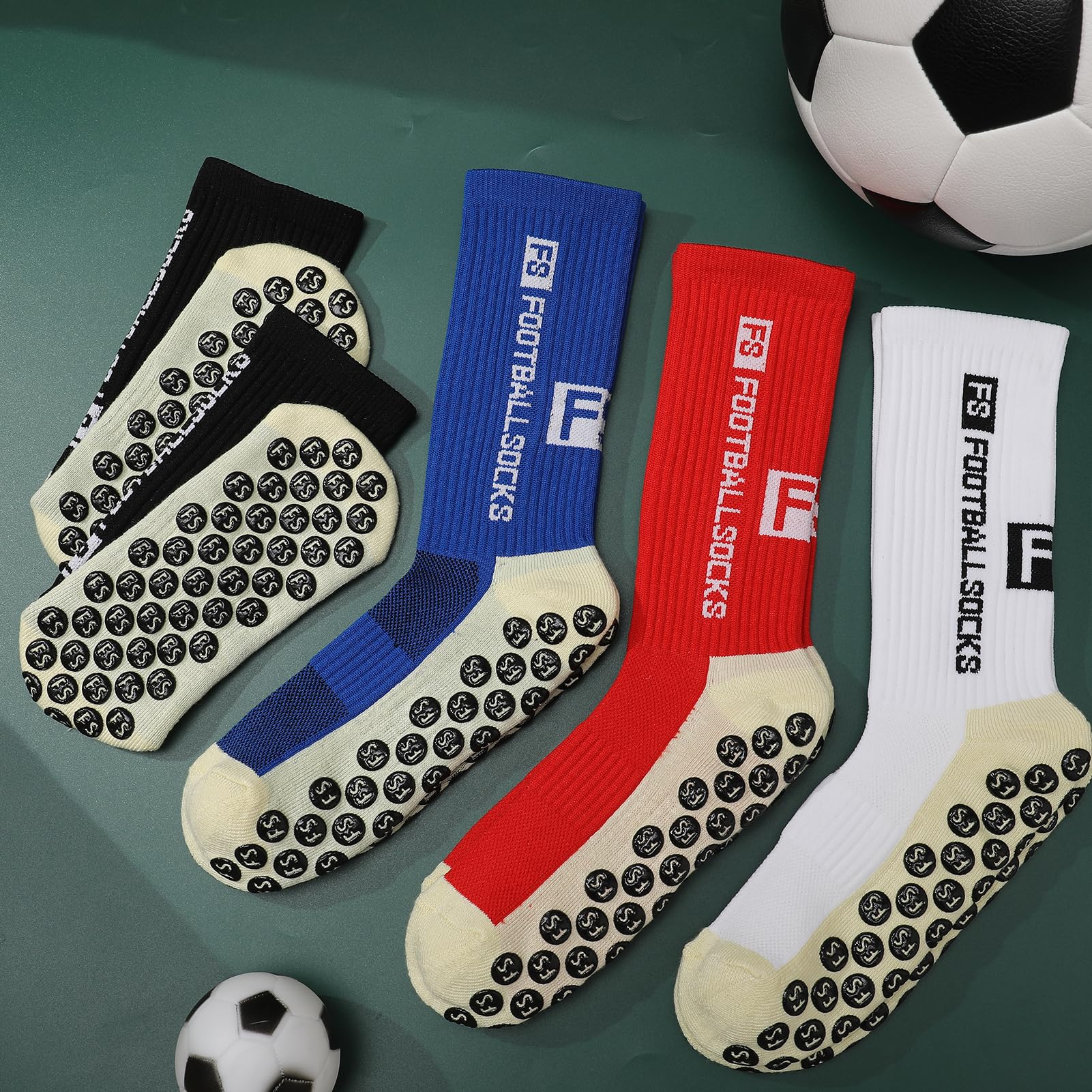 Utensilsto 4 paia di calzini da calcio da uomo e bambino, calzini da calcio 35-39 40-44, antiscivolo, antiscivolo, per calcio, basket, corsa, rugby tennis