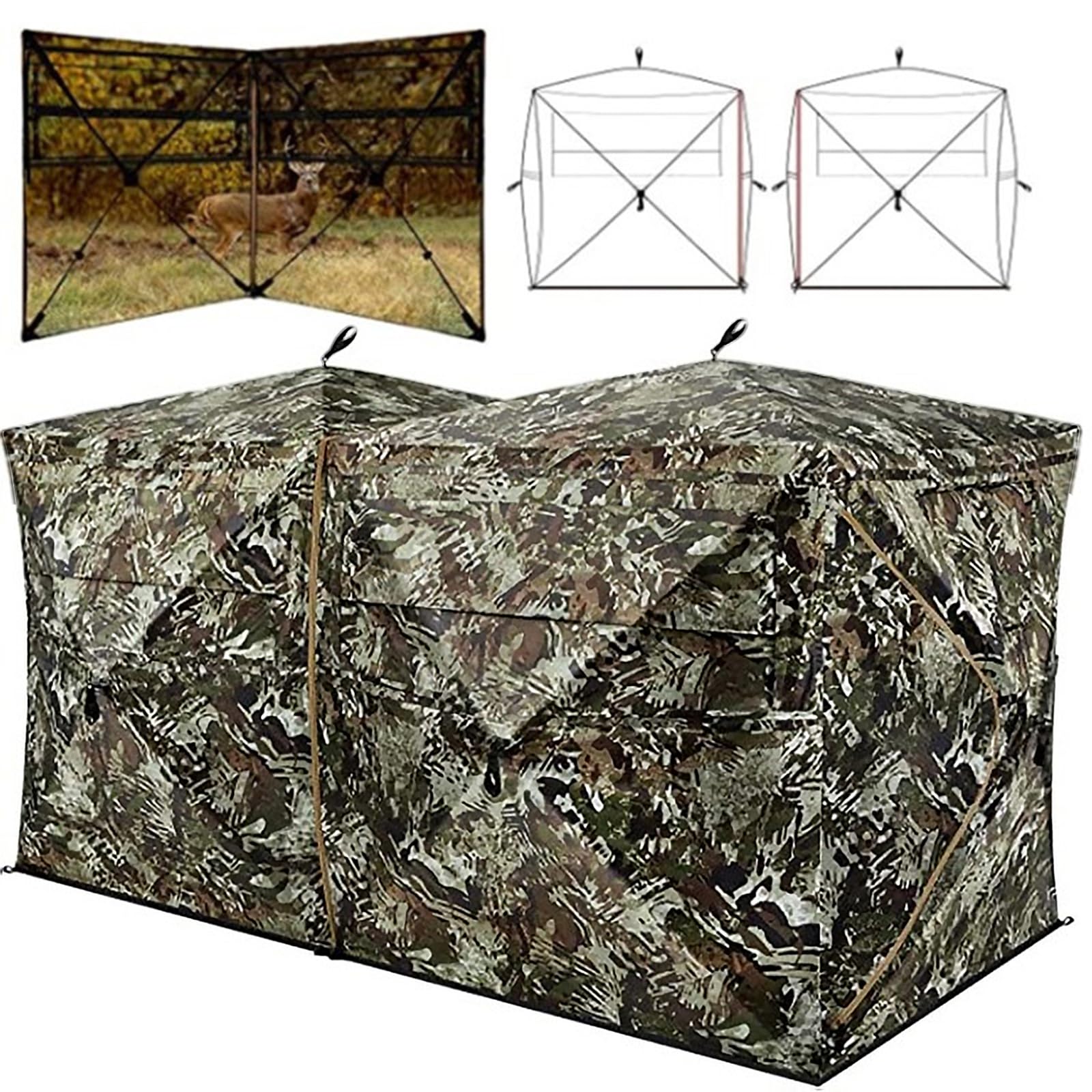 Tente de chasse à l'affût camouflage au sol pour le cerf
