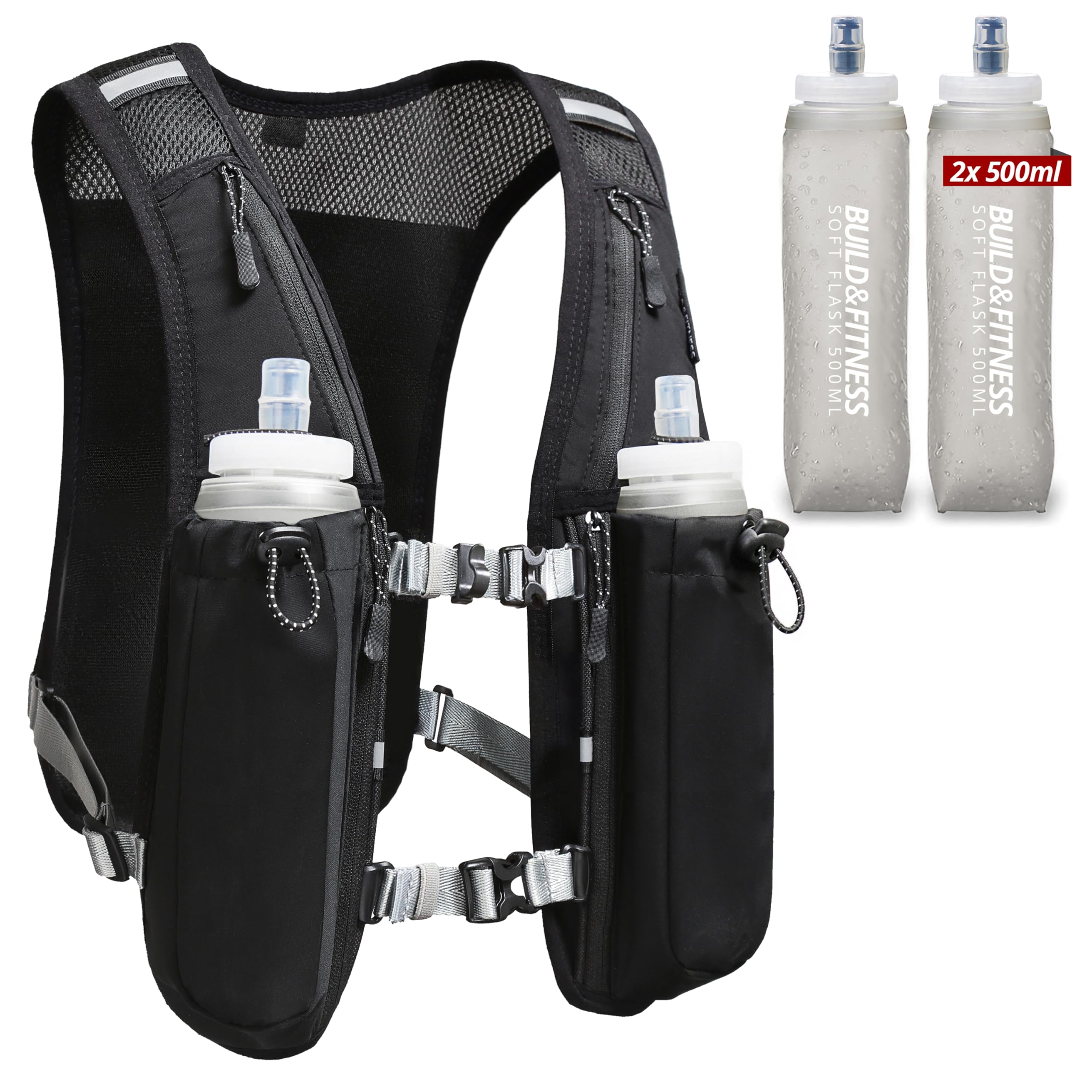 Gilet idratante da corsa riflettente 7 tasche asciugatura rapida resistente all'acqua traspirante