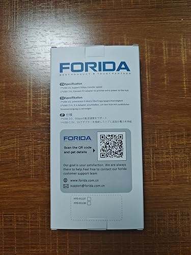 Miniatura 10 de FORIDA Hub USB C de 8 puertos USB con 7 puertos de datos USB3.0, divisor USBC de aleación de aluminio con puerto de alimentación tipo C 5V3A