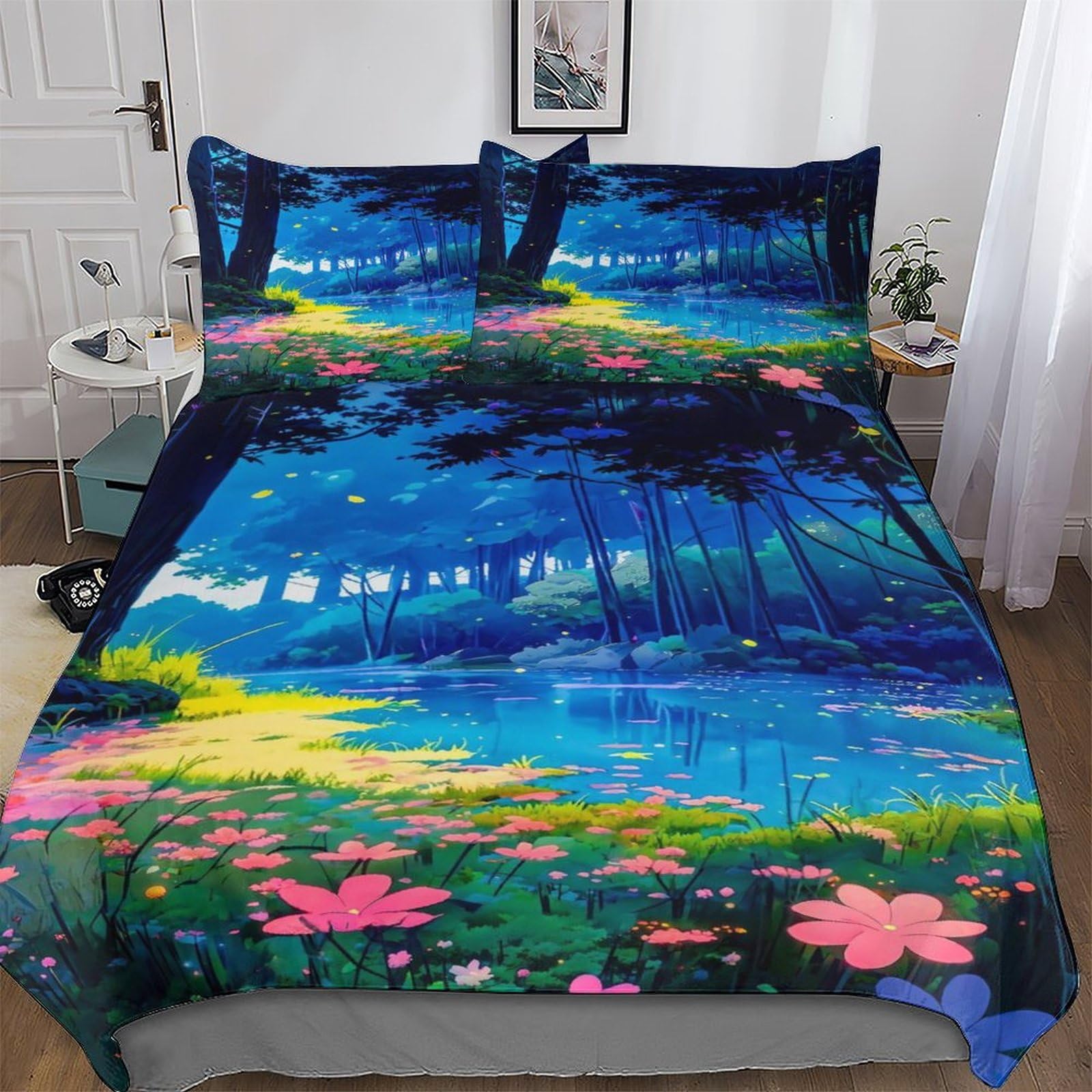 PAZZK Japanese Style 3D Printed Duvet Cover Set with Pillowcase Soft Microfiber Bedding Set Comforter Cover for Adults Teenager Kids 2PCs with Zipper Closure Quilt Covers Single (135x200cm)