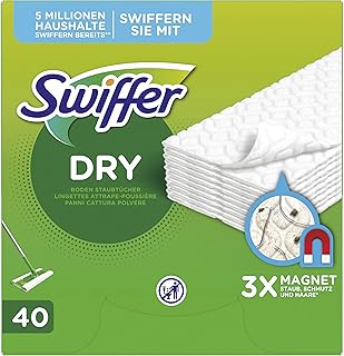 Swiffer Bodenwischer Trockene Bodentücher (80 Tücher) Wischer ideal gegen Staub, Tierhaare & Allergene