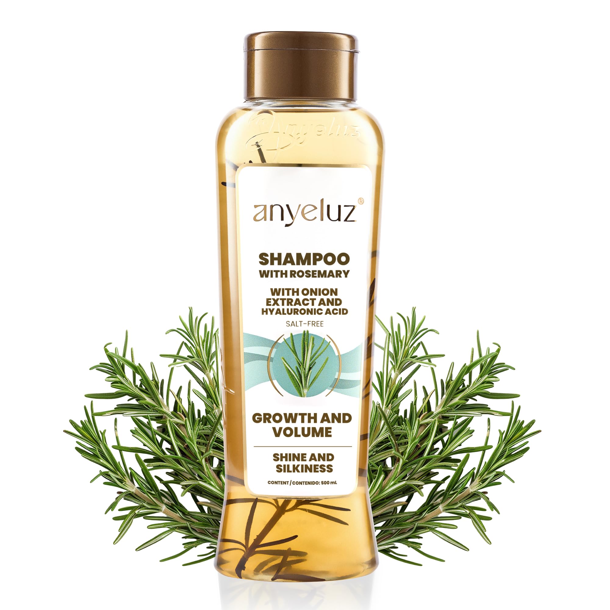 Anyeluz Rosemary Shampoo – Strengthens Hair, Fights Damage from Styling, Natural Formula for Daily Use, Suitable for All Hair Types