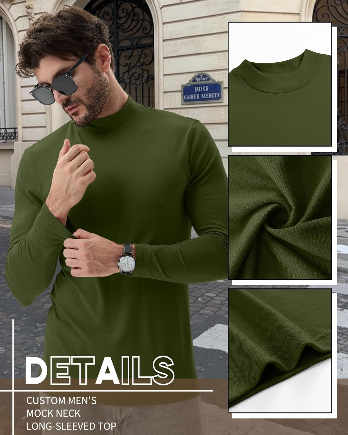 6 Pack Mens Mock Turtleneck Long Sleeve Shirts Thermal Mock Neck Pullover Sweater Tops Fitted Lightweight Undershirt - Image 5