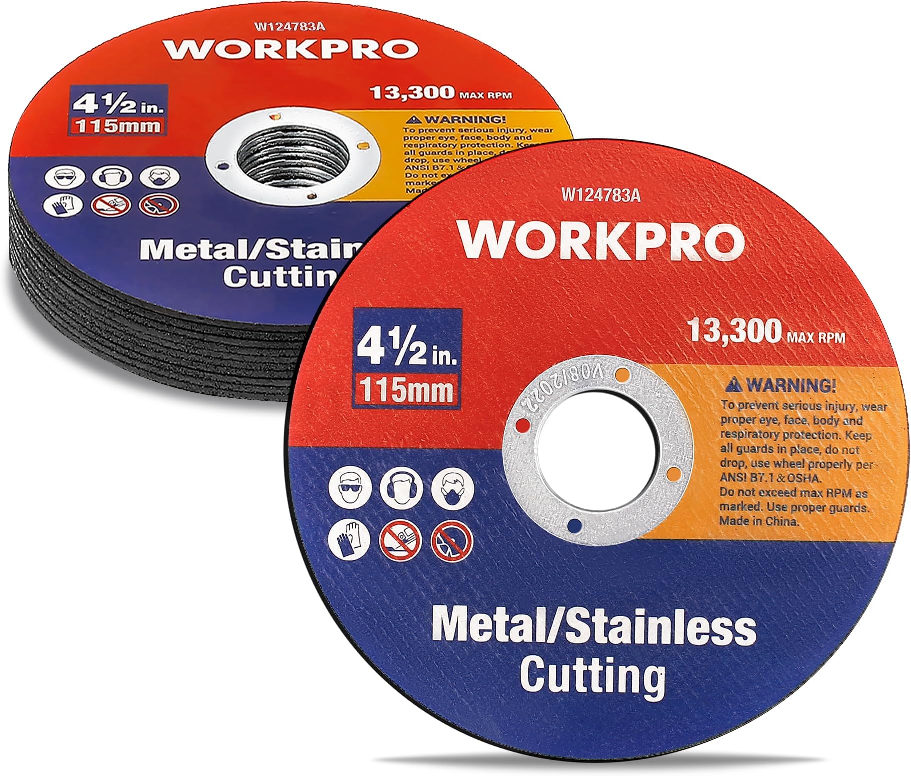 WORKPRO 10-Pack 115 mm Metal Cutting Discs, 1.2 mm Thin Cutting Wheels