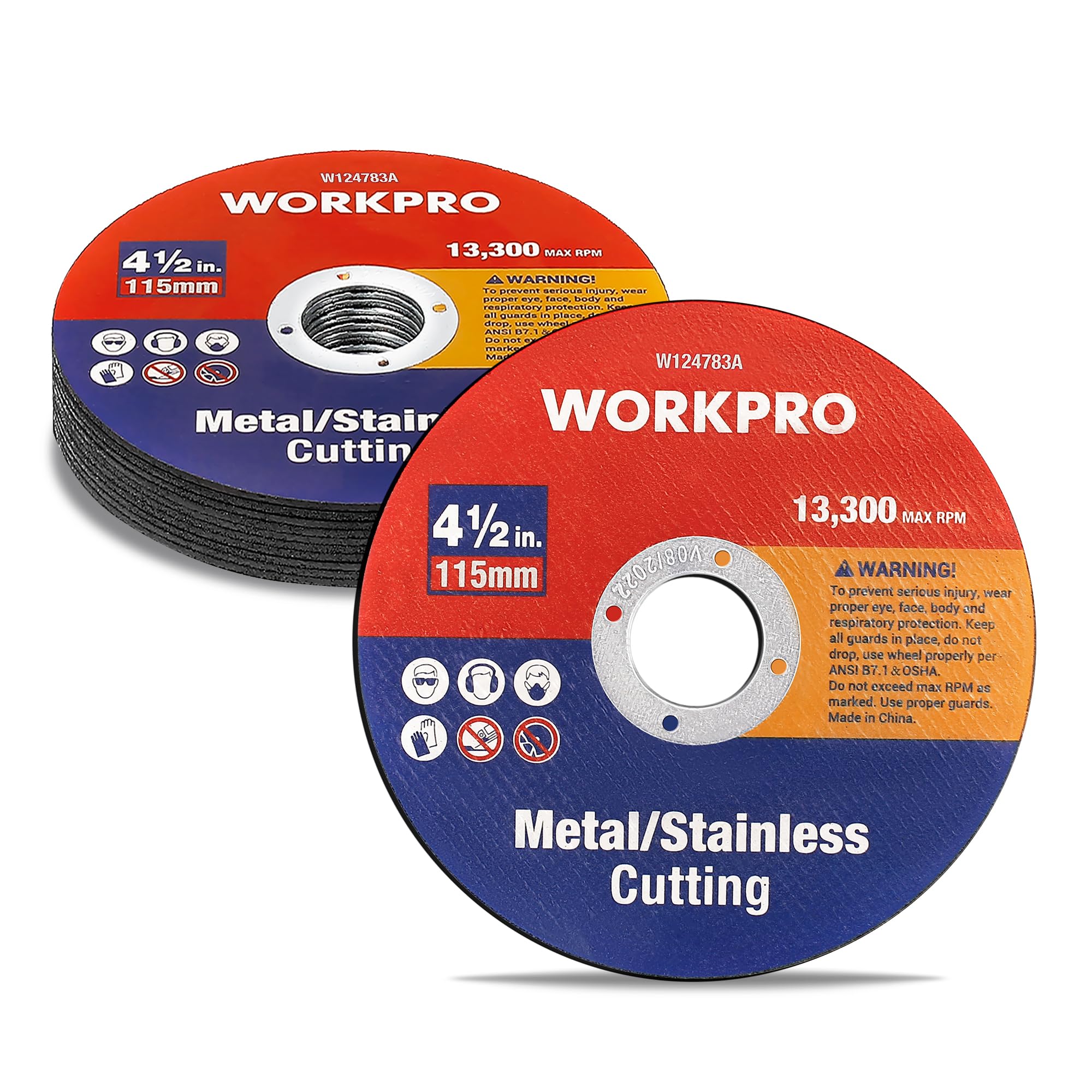WORKPRO Cut Off Wheels 10-pack, 115mm Metal and Stainless Steel Cutting Wheel, 1.2mm Thin Metal Cutting Discs for Angle Grinder